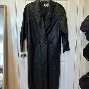 Cassidy Vintage Black Leather Full Length Coat